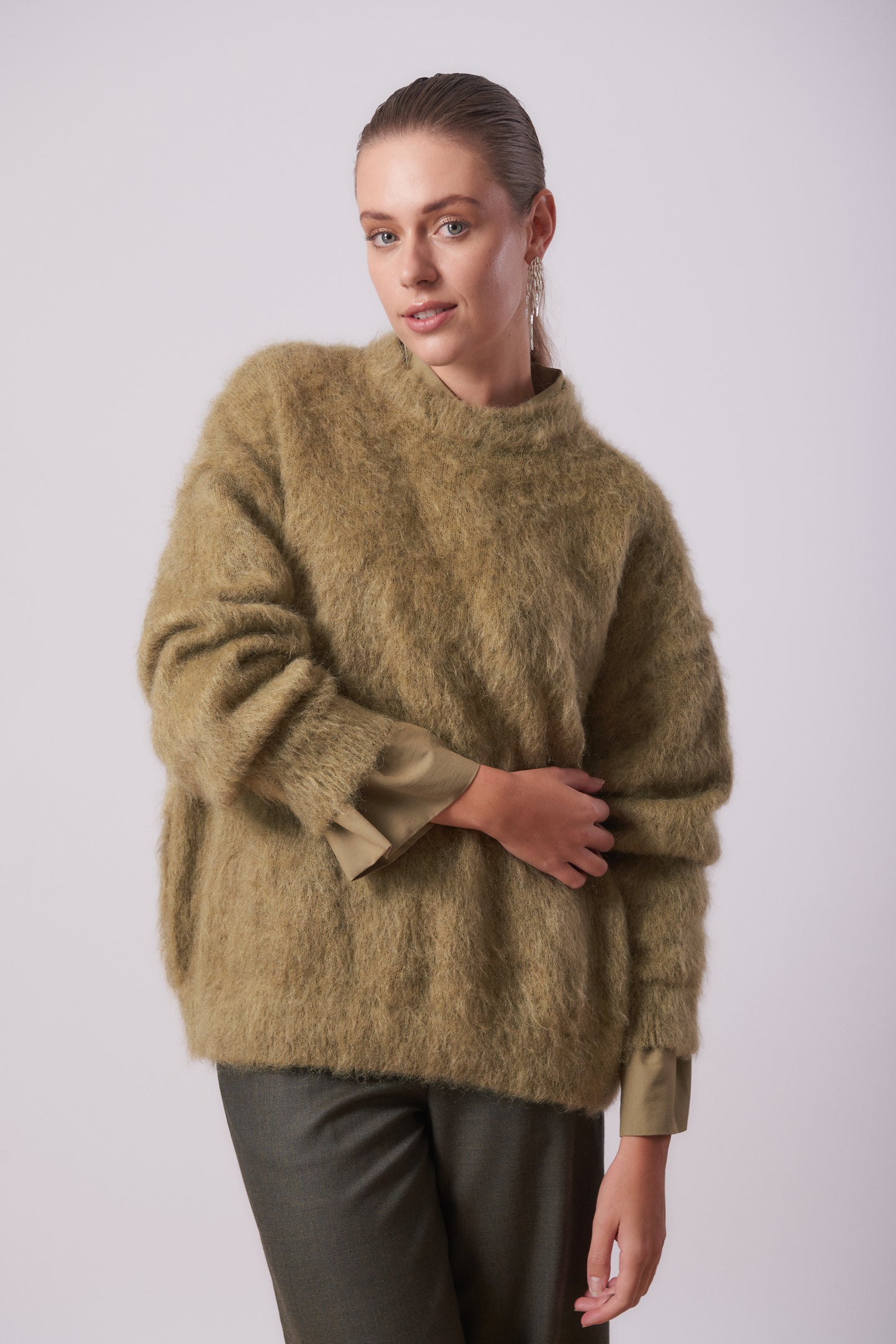 Pullover 1 Mohair Sweater | Light Olive