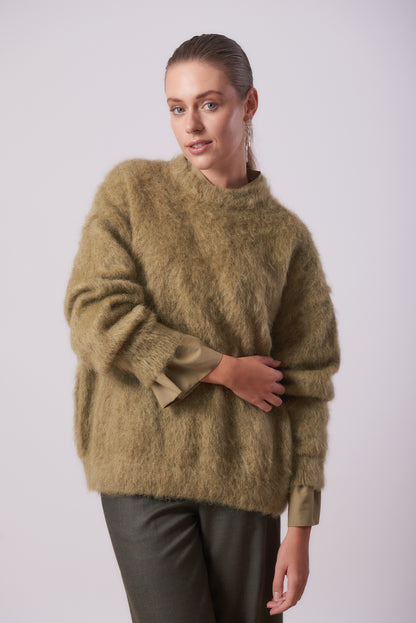 Pullover 1 Mohair Sweater | Light Olive