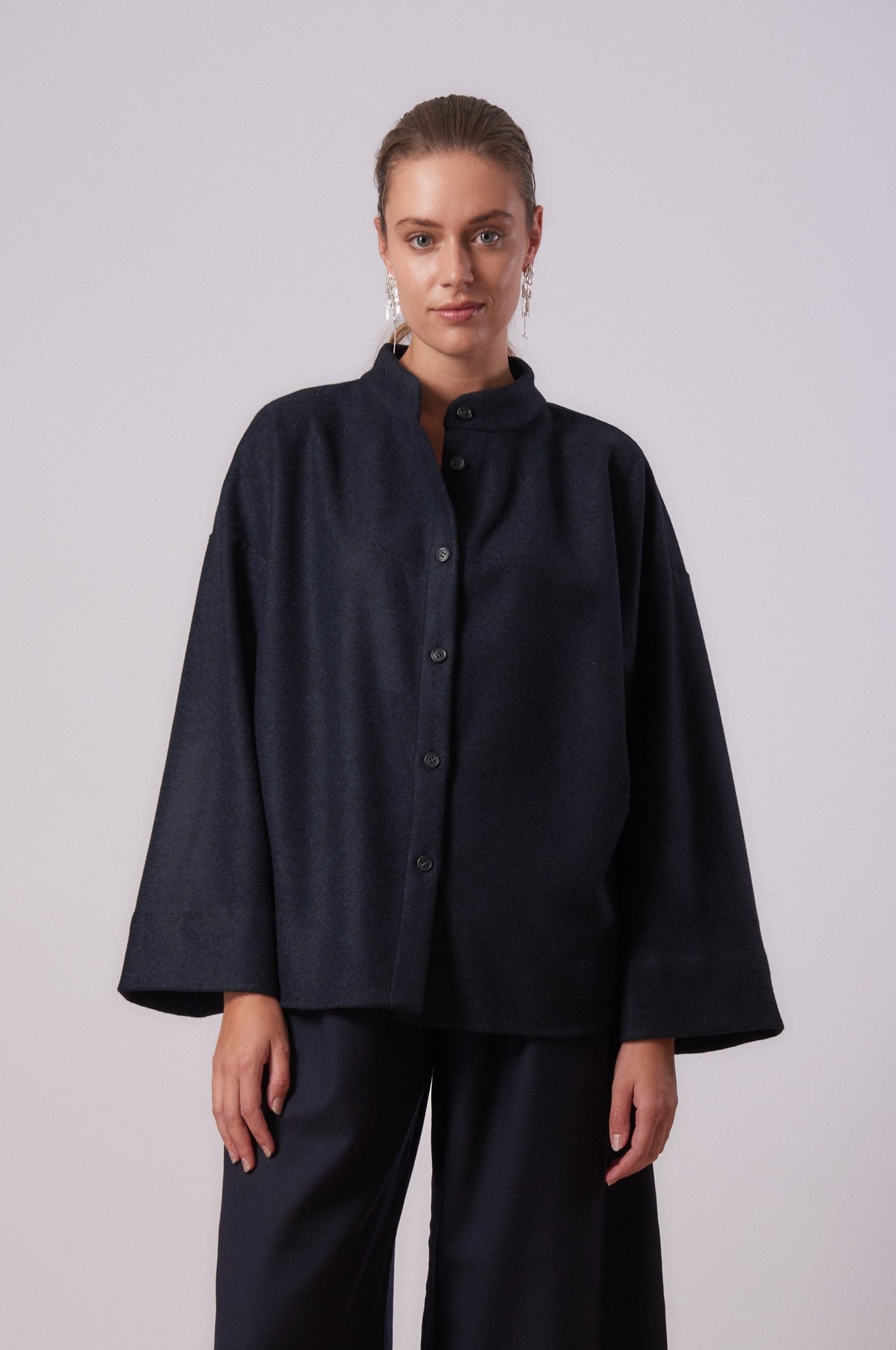 Jacket 4 Wide sleeved overshirt | Dark Blue