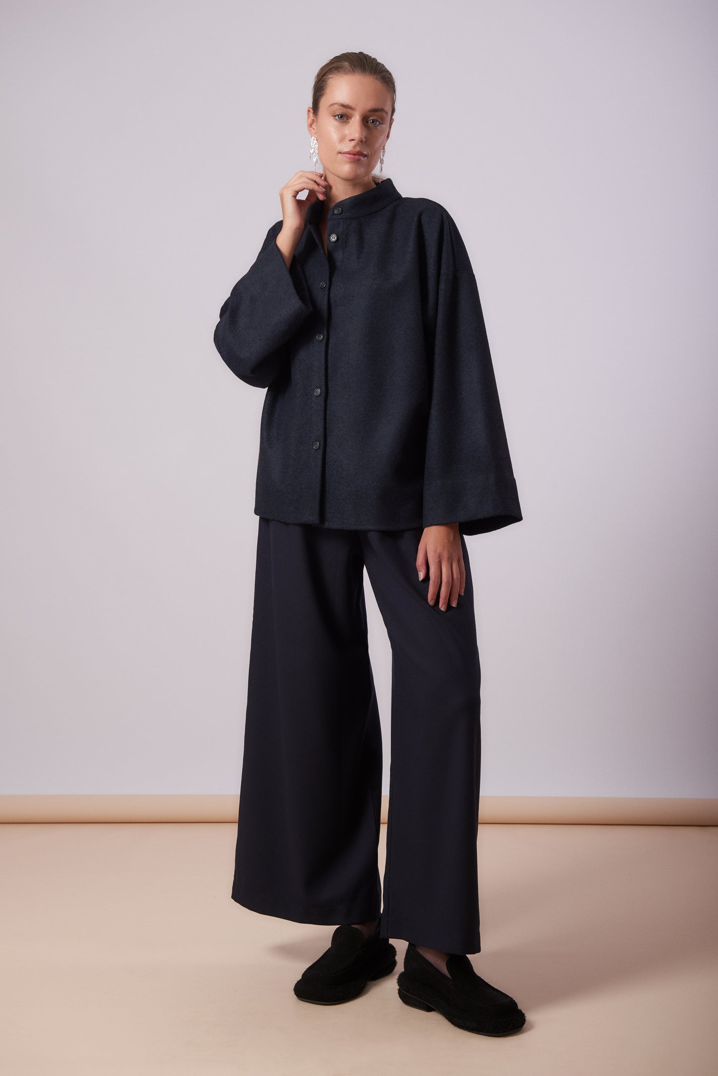 Jacket 4 Wide sleeved overshirt | Dark Blue