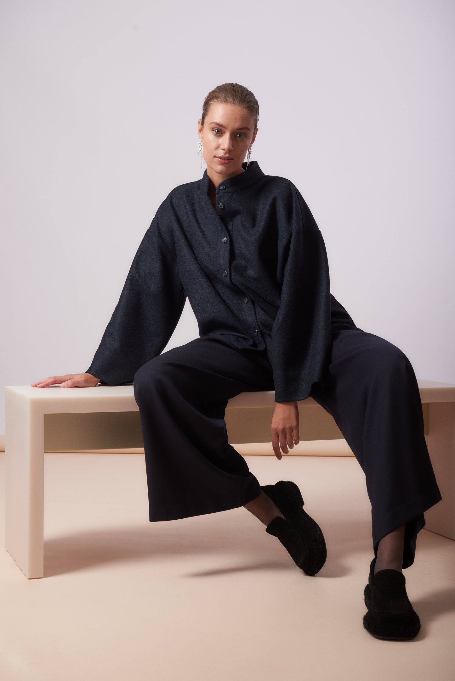 Jacket 4 Wide sleeved overshirt | Dark Blue
