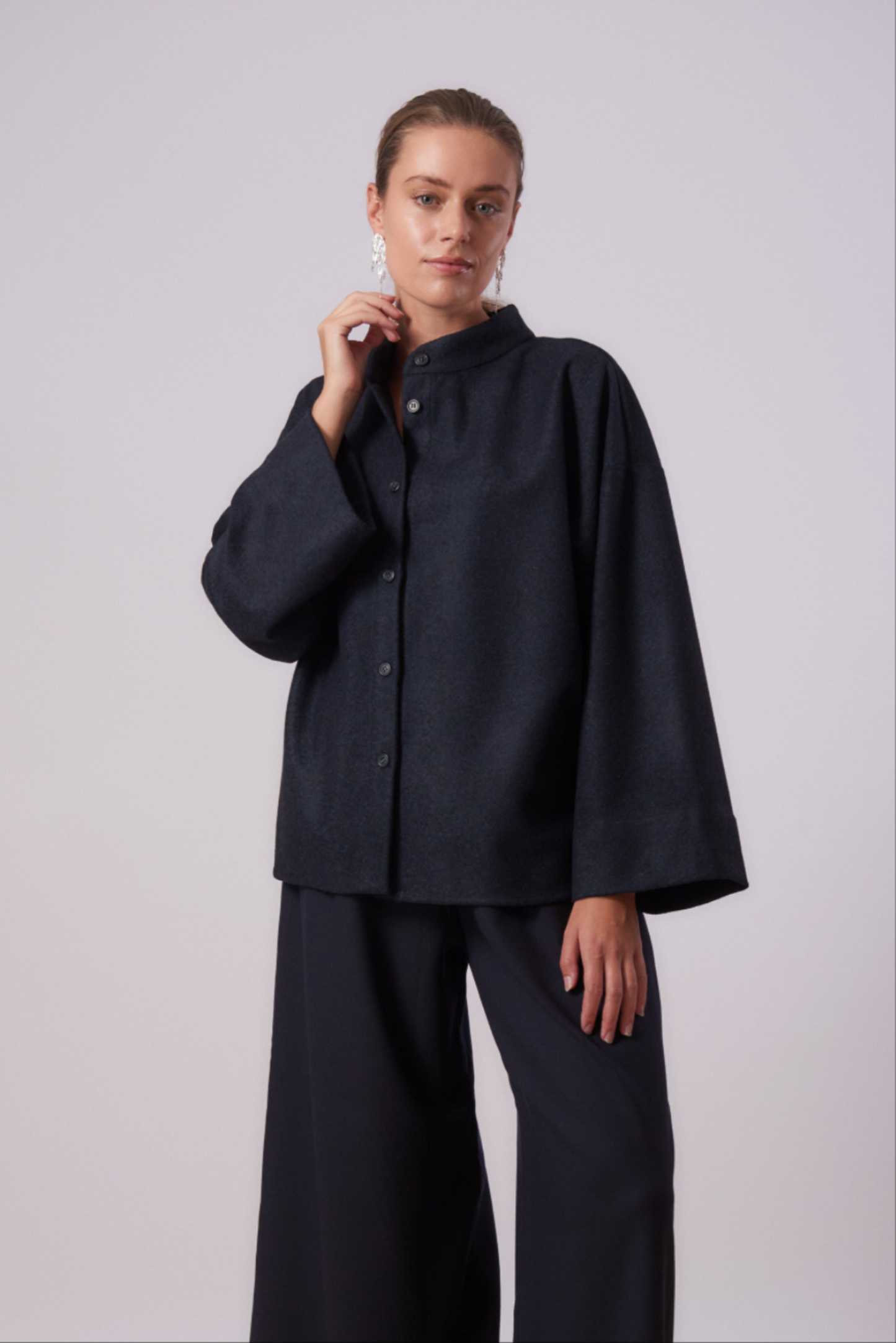 Jacket 4 Wide sleeved overshirt | Dark Blue