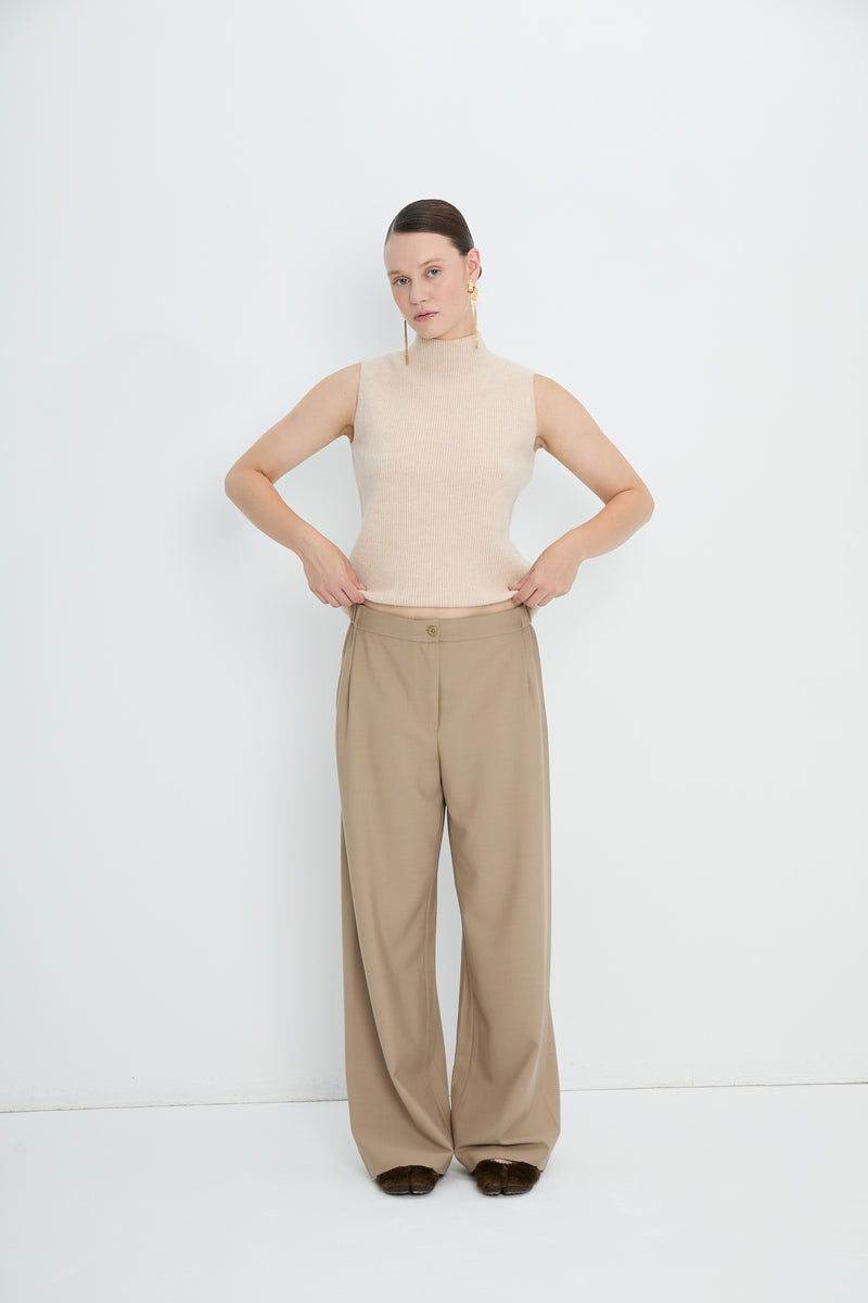 Pants 1 Relaxed Fit Trousers | Light Beige