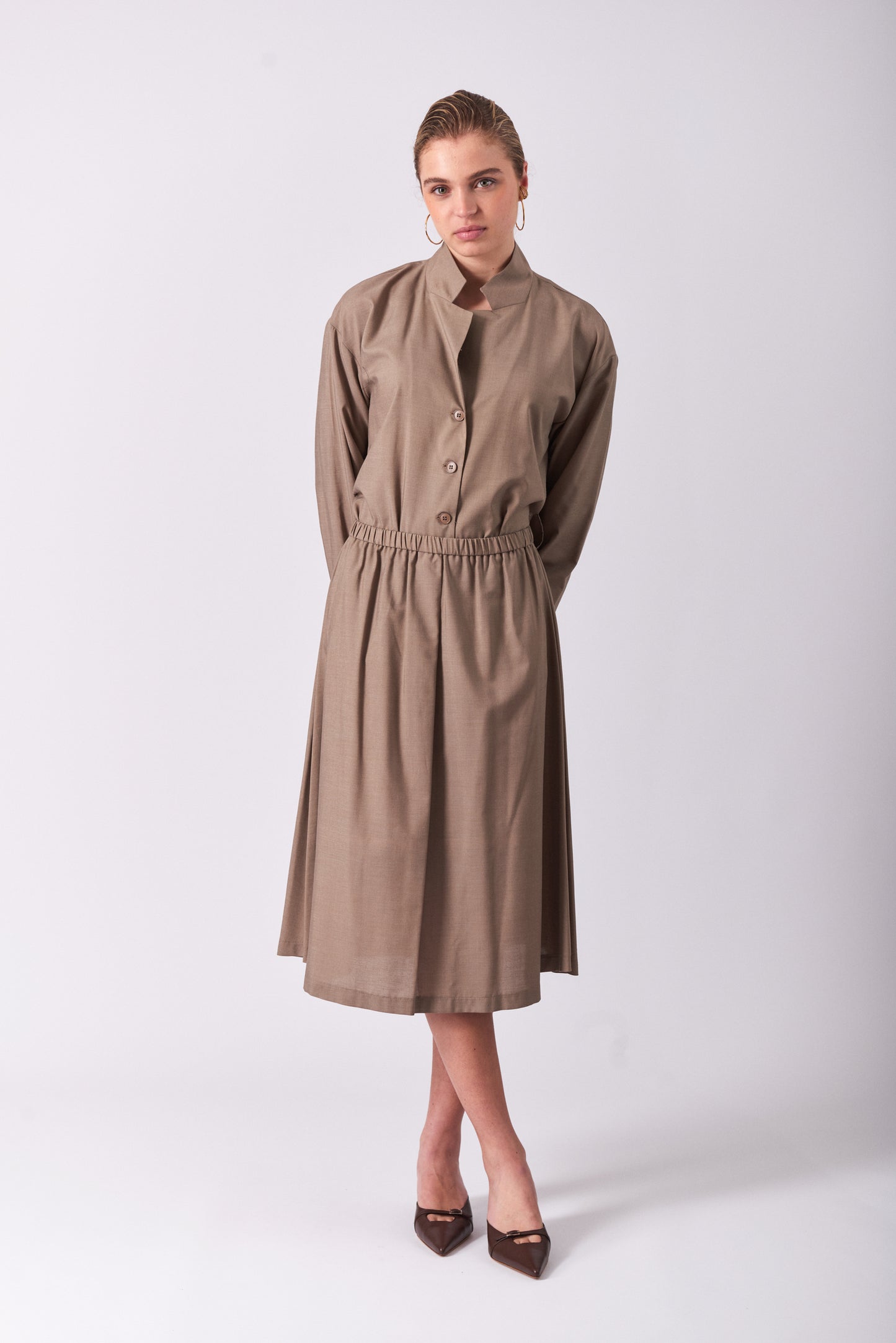 Skirt 1 Medium Length Skirt | Almond