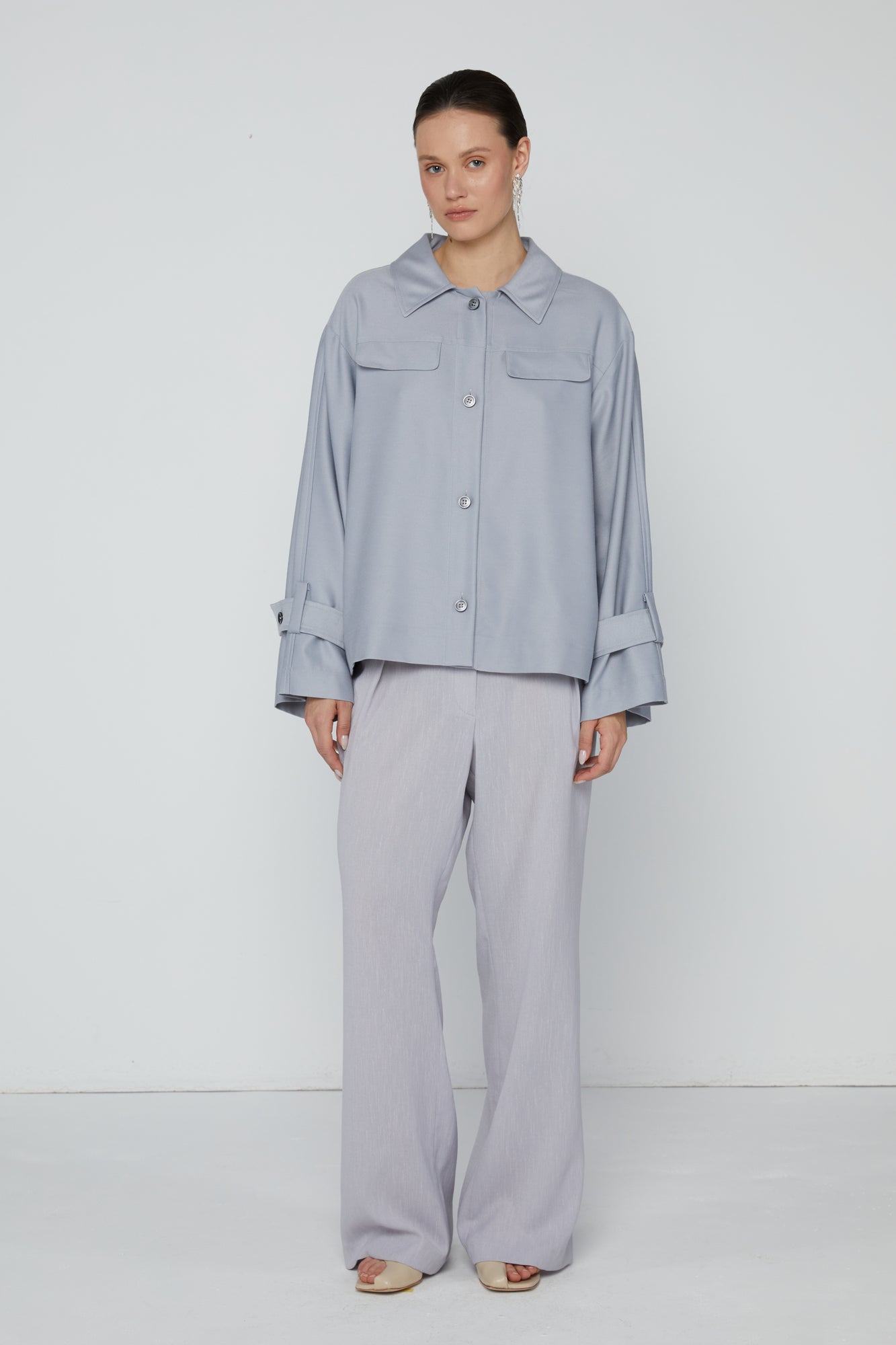 Top 15 Relaxed Fit with Pointed Collar | Sky