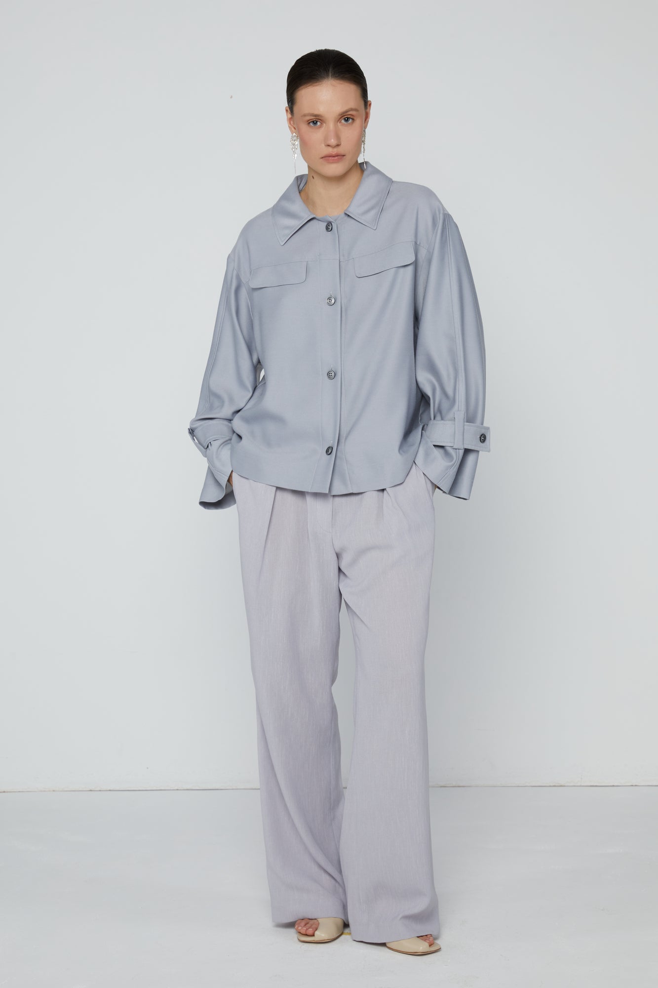 Jacket 2 Relaxed Fit with Pointed Collar | Sky