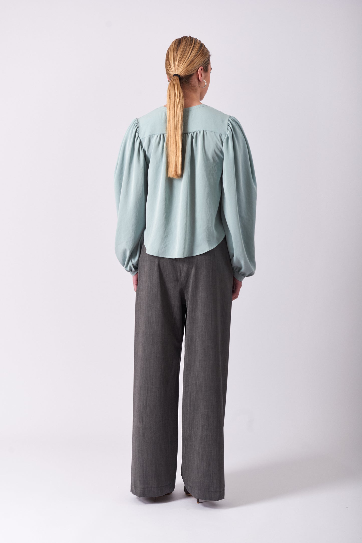 Top 9 Gathered Sleeved Shirt | Aqua