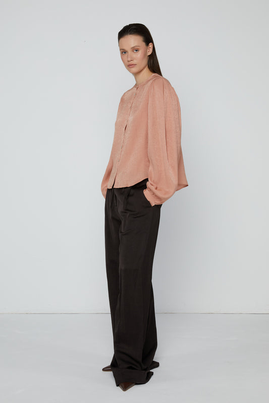 Top 9 Gathered Sleeved Shirt | Peach