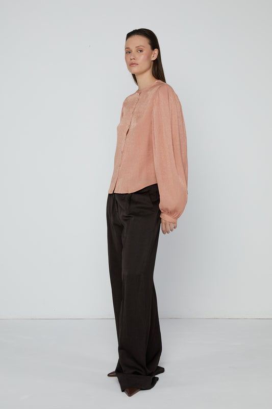 Top 9 Gathered Sleeved Shirt | Peach