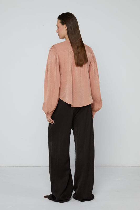 Top 9 Gathered Sleeved Shirt | Peach