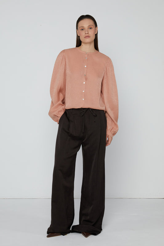 Top 9 Gathered Sleeved Shirt | Peach