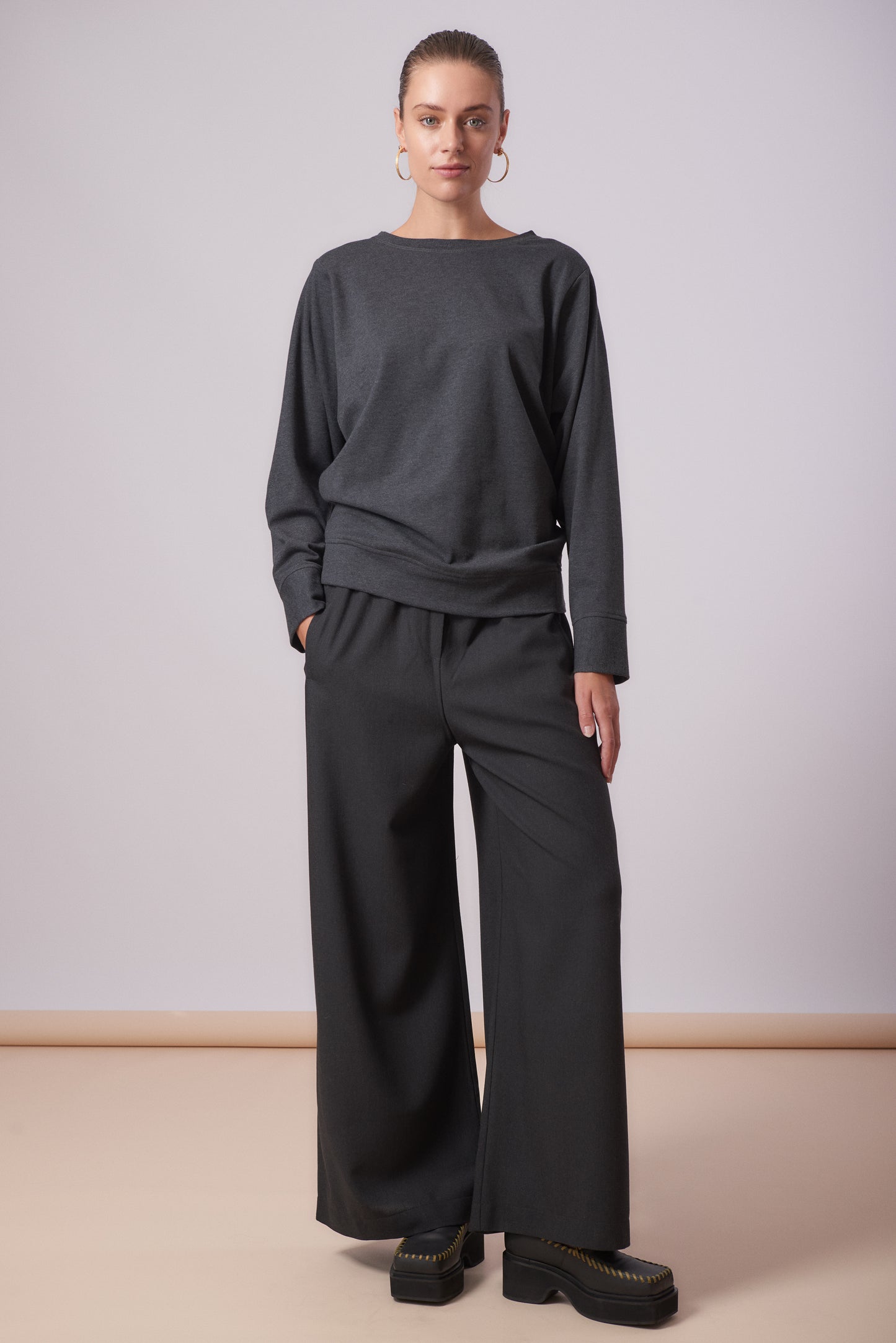 Pants 6 Wide Leg Trousers | Charcoal