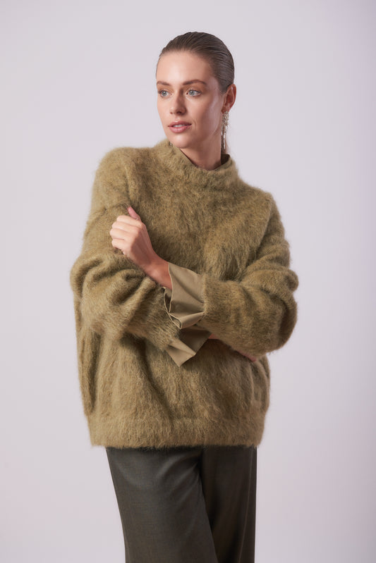 Pullover 1 Mohair Sweater | Light Olive