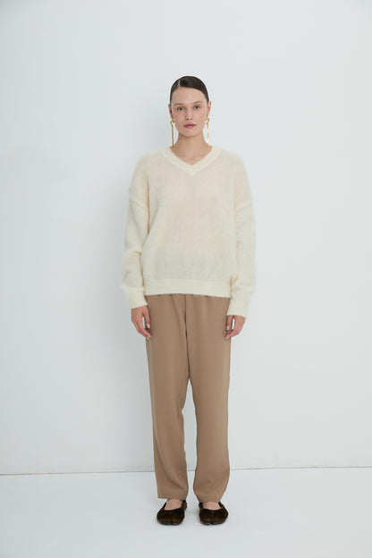Pullover V neck | Cream