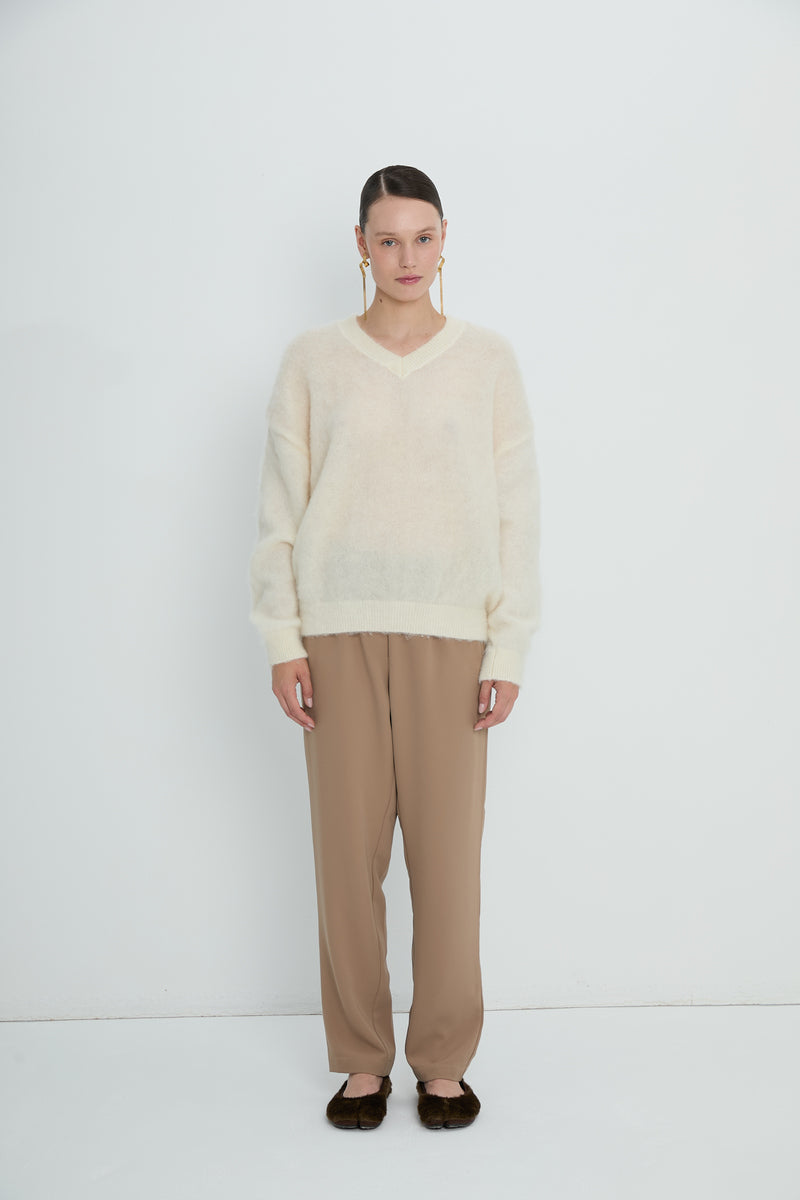 Pullover V neck | Cream