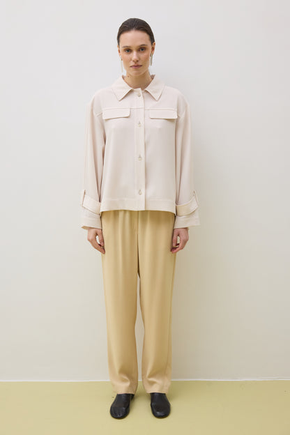 Jacket 2 Relaxed Fit with Pointed Collar | Cream