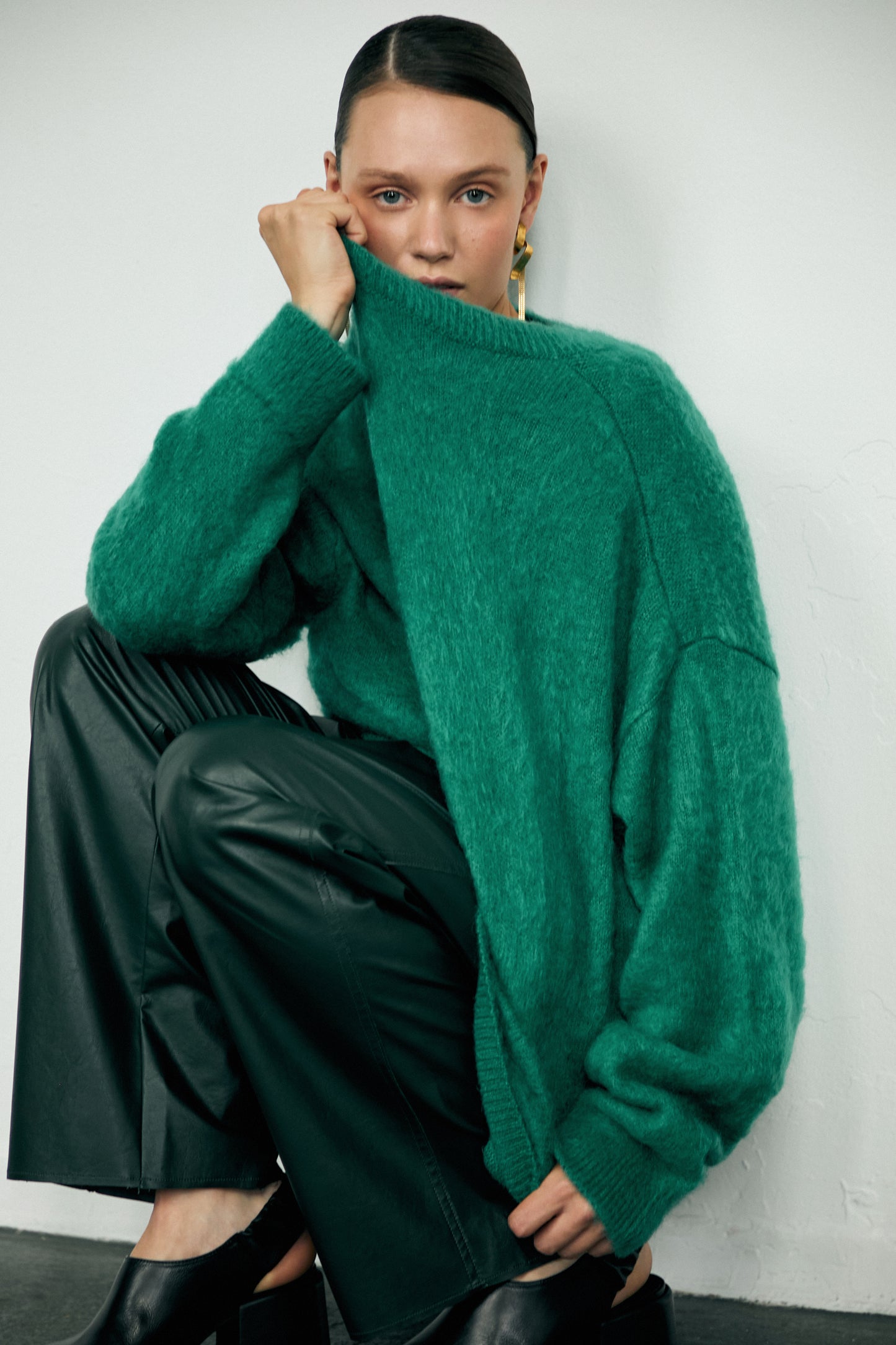 Pullover 1 Mohair Sweater | Emerald green