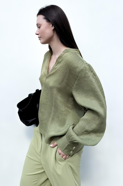 Top 8 V-Neck Blouse | Olive
