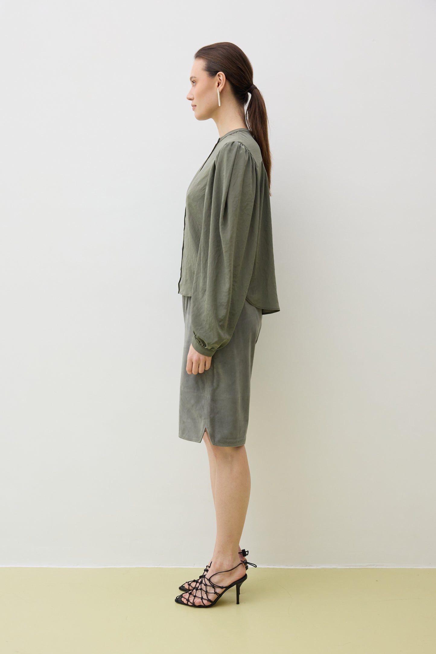 Top 9 Gathered Sleeved Shirt | Dusty Green