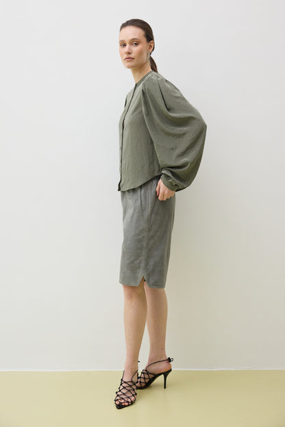 Top 9 Gathered Sleeved Shirt | Dusty Green