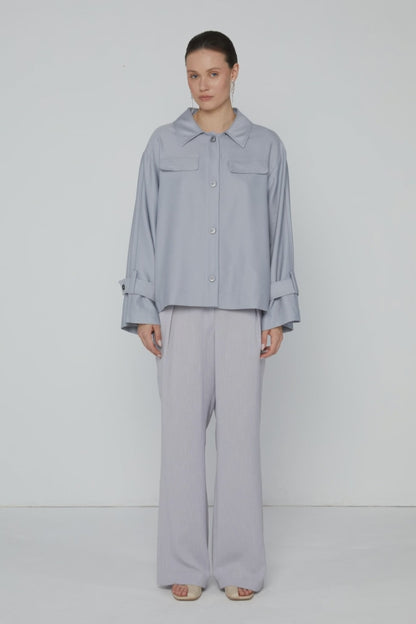 Jacket 2 Relaxed Fit with Pointed Collar | Sky