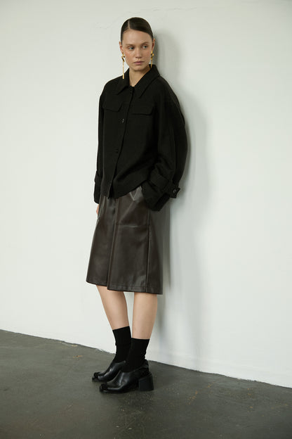 Top 15 Relaxed Fit with Pointed Collar | Dark Brown