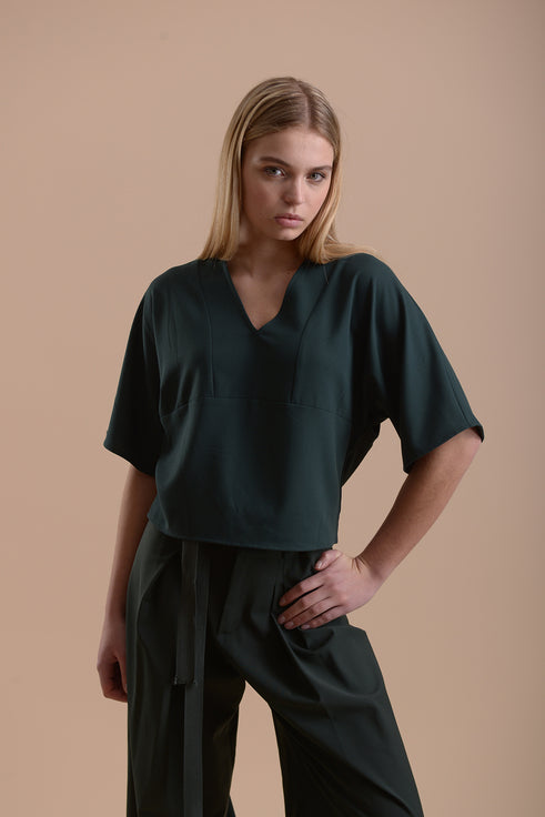 Top 2 V-neck Shirt | Green