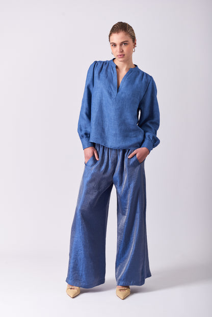 Top 8 V-Hals Blouse | Helderblauw