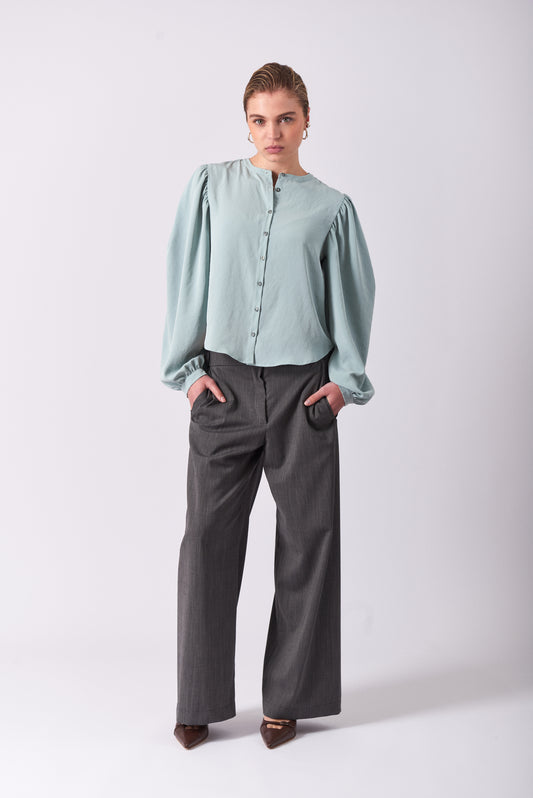 Top 9 Gathered Sleeved Shirt | Aqua