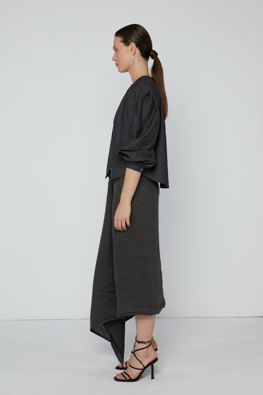 Top 9 Gathered Sleeved Shirt | Grey